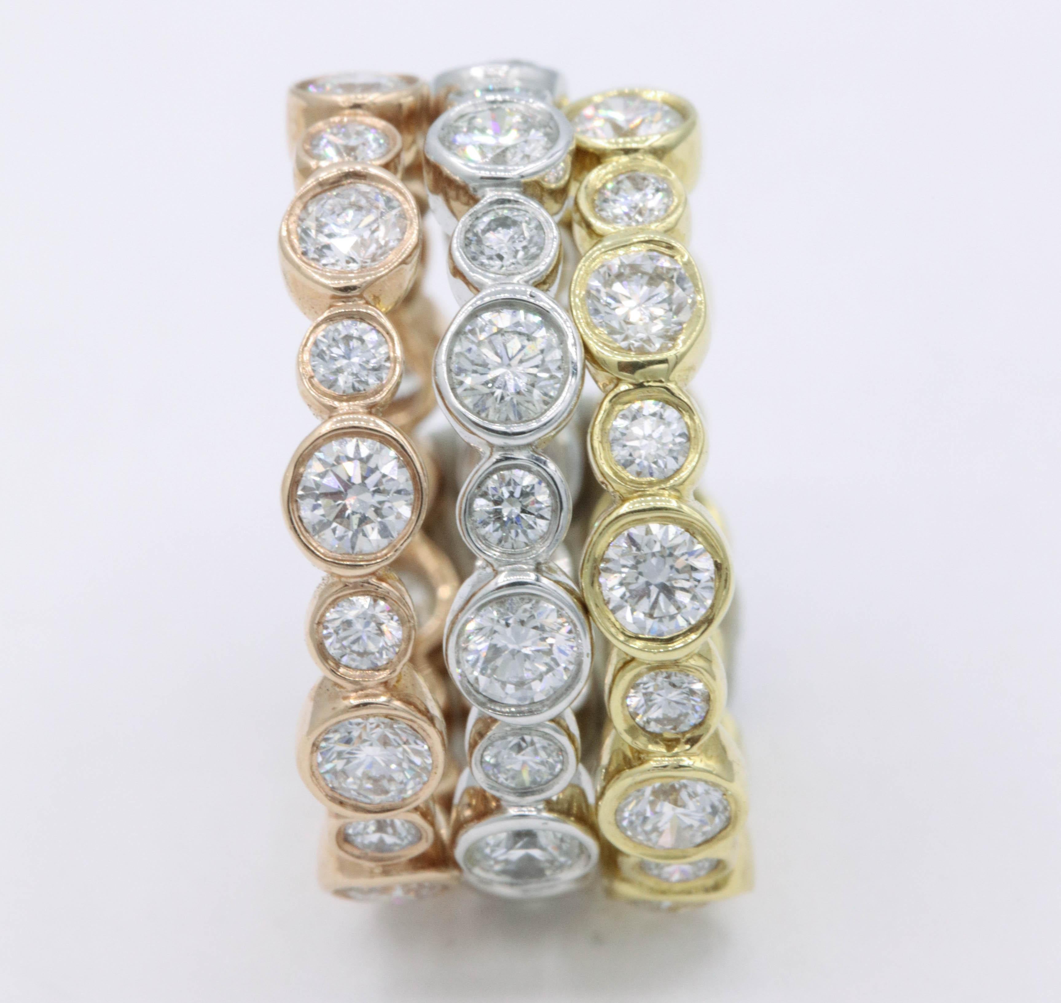 Women's Gold Diamond 'Bubble' Band 1.29 Carat For Sale