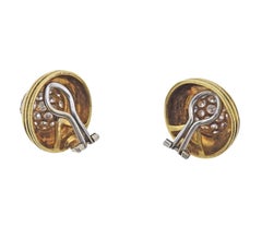 Gold Diamond Button Earrings