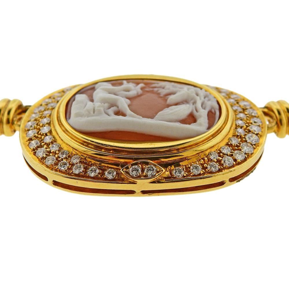 Gold-Diamant-Kamee-Halskette im Zustand „Hervorragend“ im Angebot in New York, NY