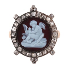 Gold Diamond Cameo Ring