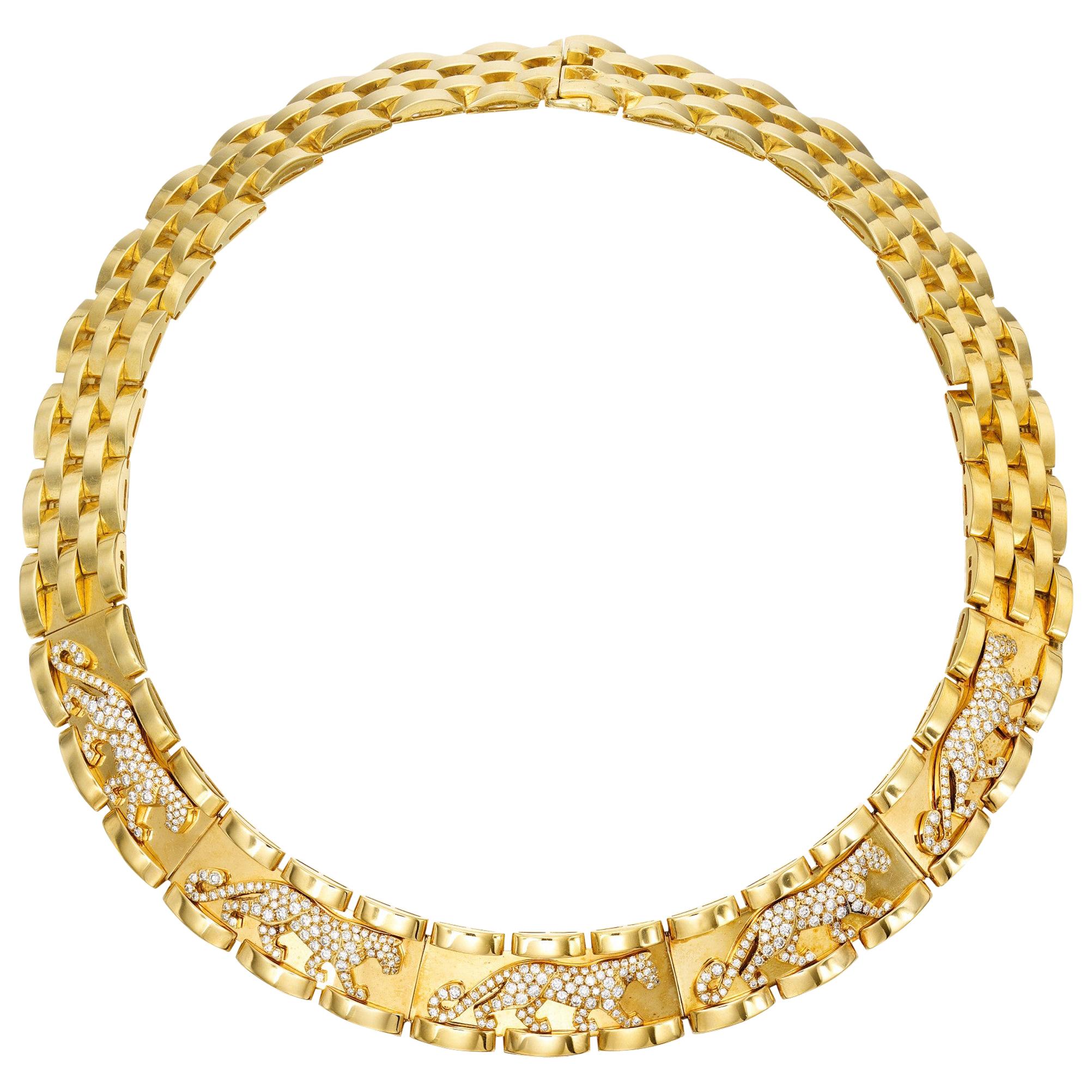 Gold Diamond Cartier Panthère Necklace