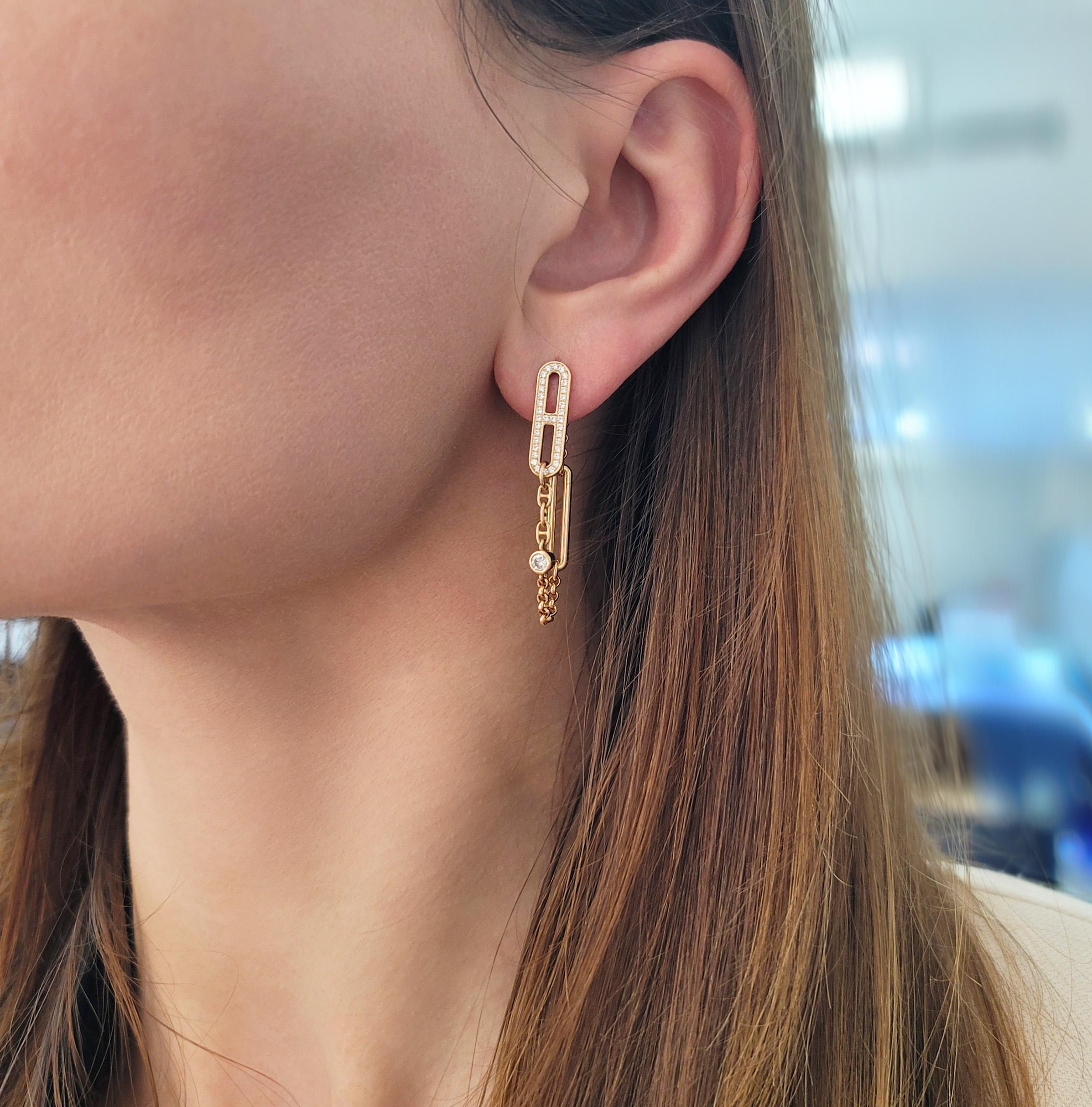Artista Orecchino Chaine D'Ancre in oro e diamanti di Hermes in vendita