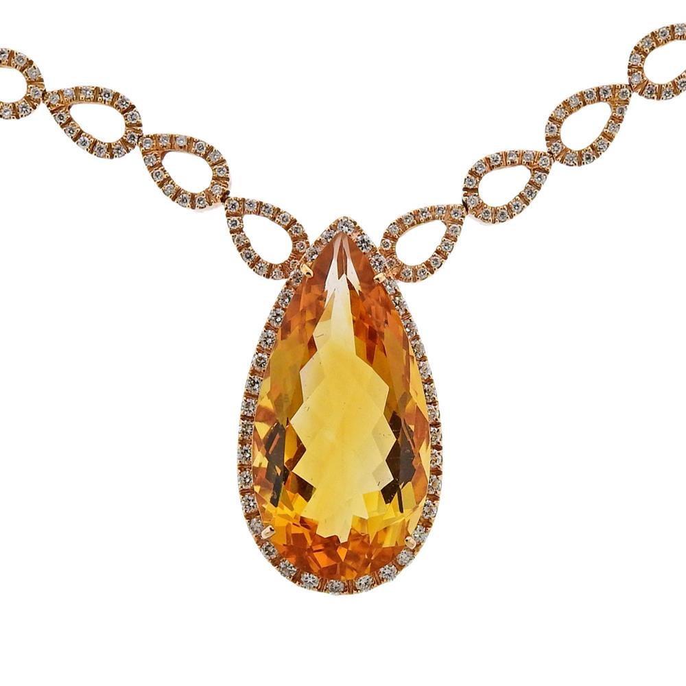 18k gold necklace with citrine (stone approx. 31 x 16.8 x 10.3mm)  approx. 26ct and diamonds approx. 1.58ctw. Measures -  20