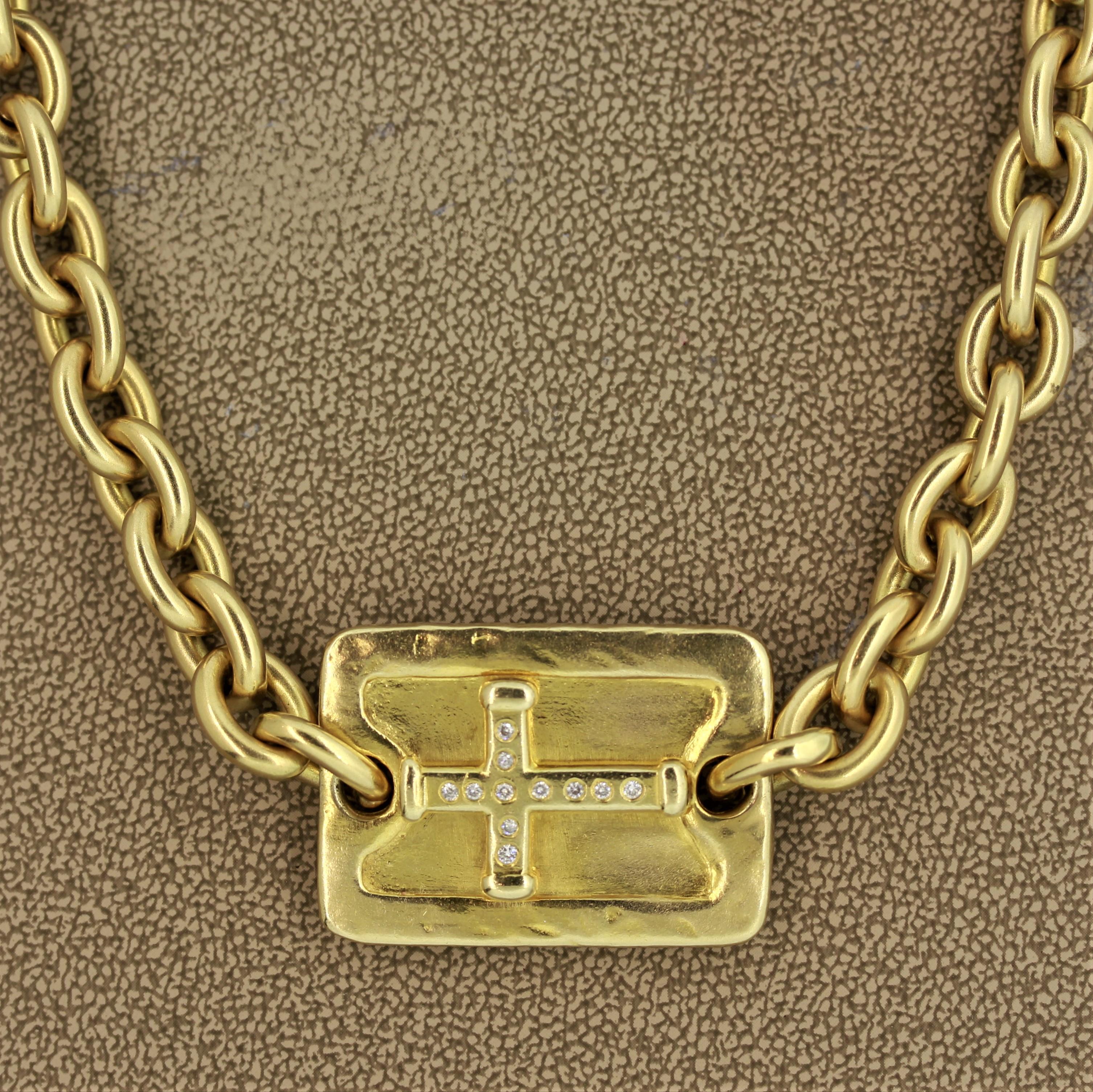 Roségold Diamant-Kreuz-Halskette (Rundschliff)