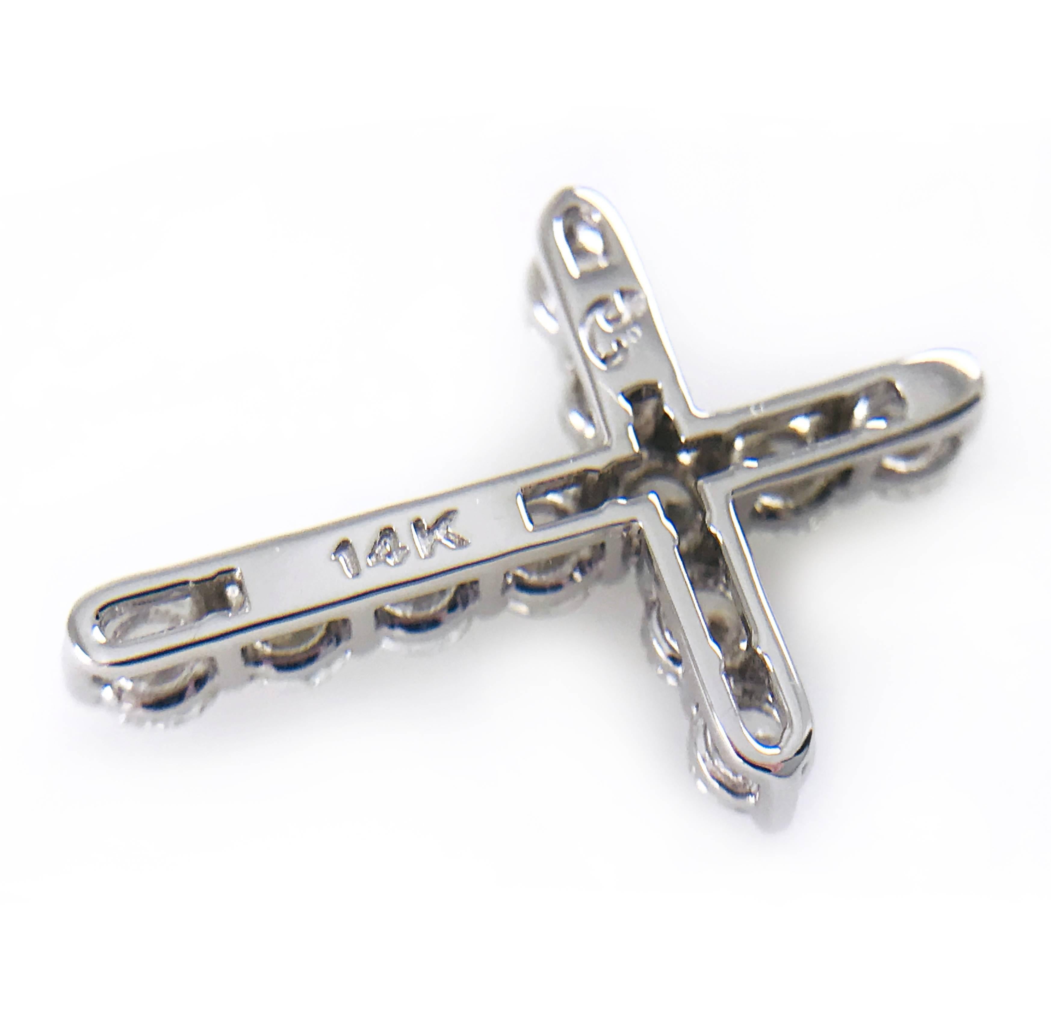 Women's or Men's 14 Karat Gold Diamond Cross Pendant, 0.66 Carat