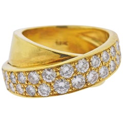 Gold Diamond Crossover Ring