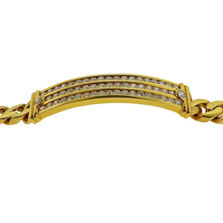 Gold Diamond Curb Link Tag Men's Bracelet For Sale at 1stDibs