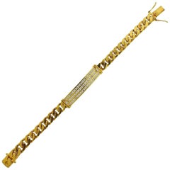 Vintage Gold Diamond Curb Link Tag Men's Bracelet