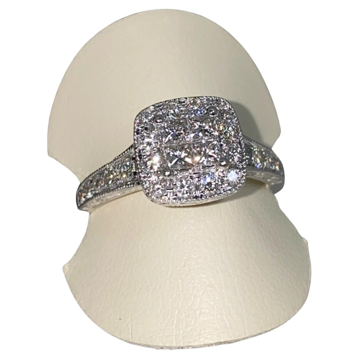 Gold & Diamond Cushion Shaped Cluster Ring in Illusion Setting by Michael Hill For Sale