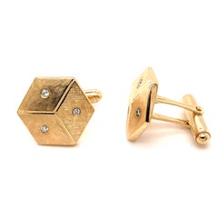 Gold and Diamond Dice Cufflinks
