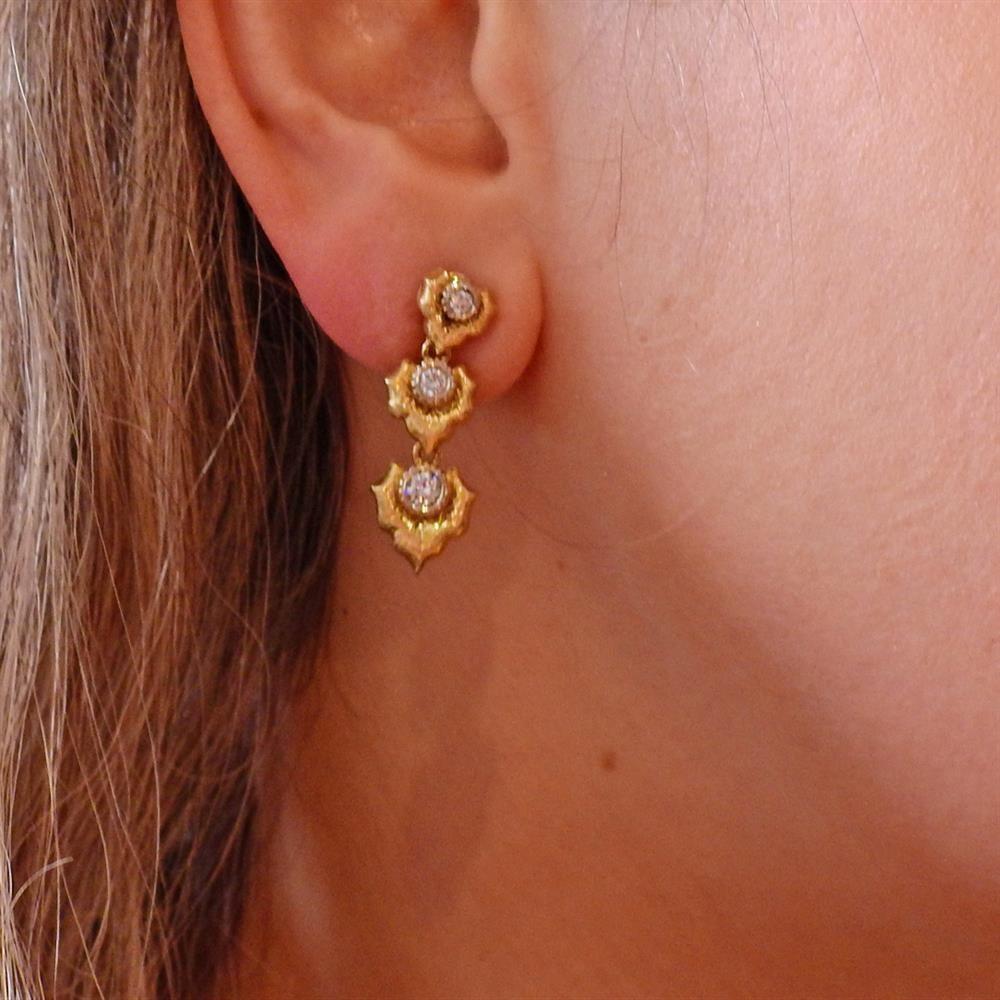 Women's Gold Diamond Drop Earrings For Sale
