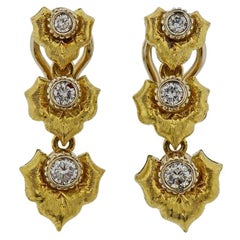 Vintage Gold Diamond Drop Earrings