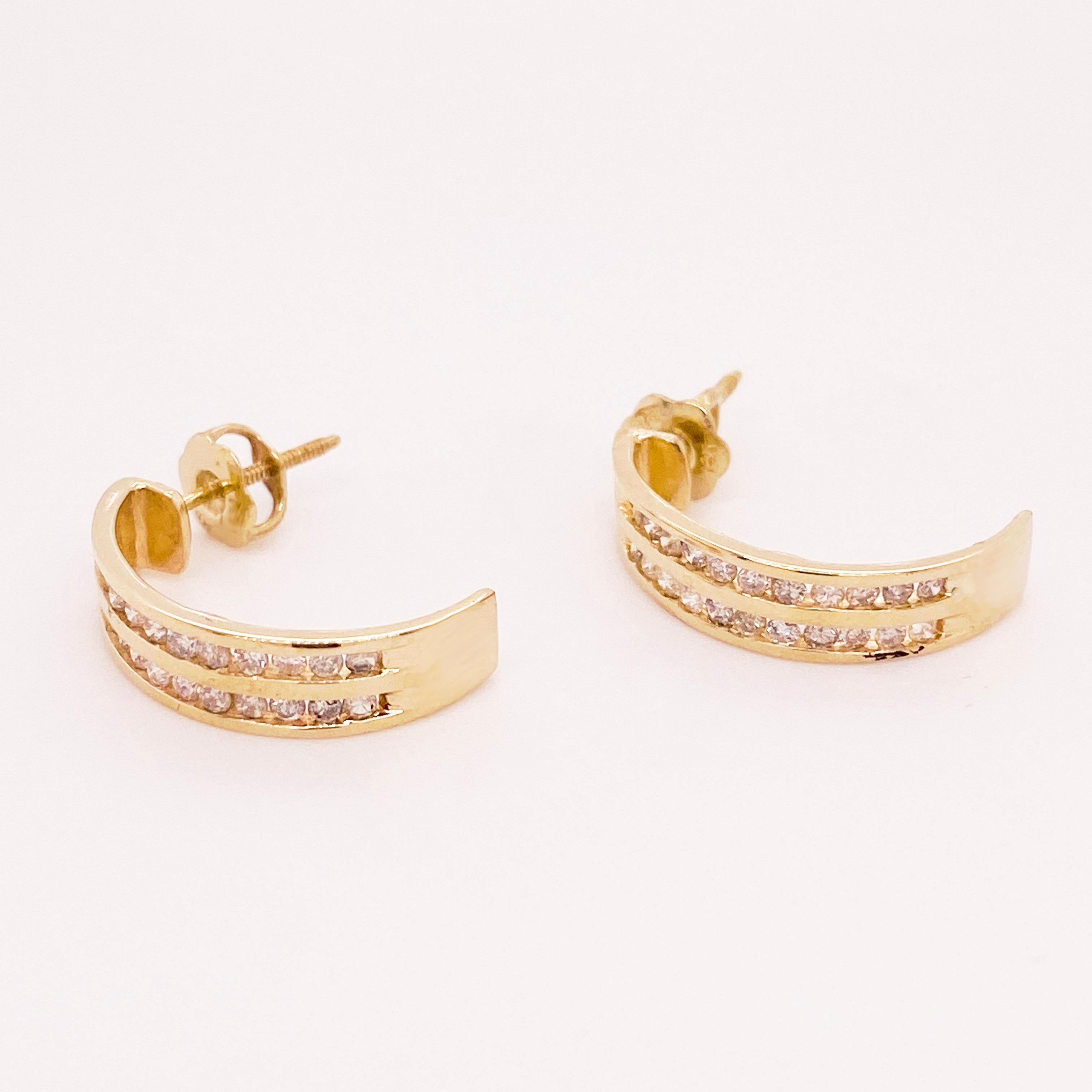 Boucles d'oreilles en or 14 carats et diamants, boucles d'oreilles J Hook en or avec 48 diamants de 1/2 carat Neuf - En vente à Austin, TX