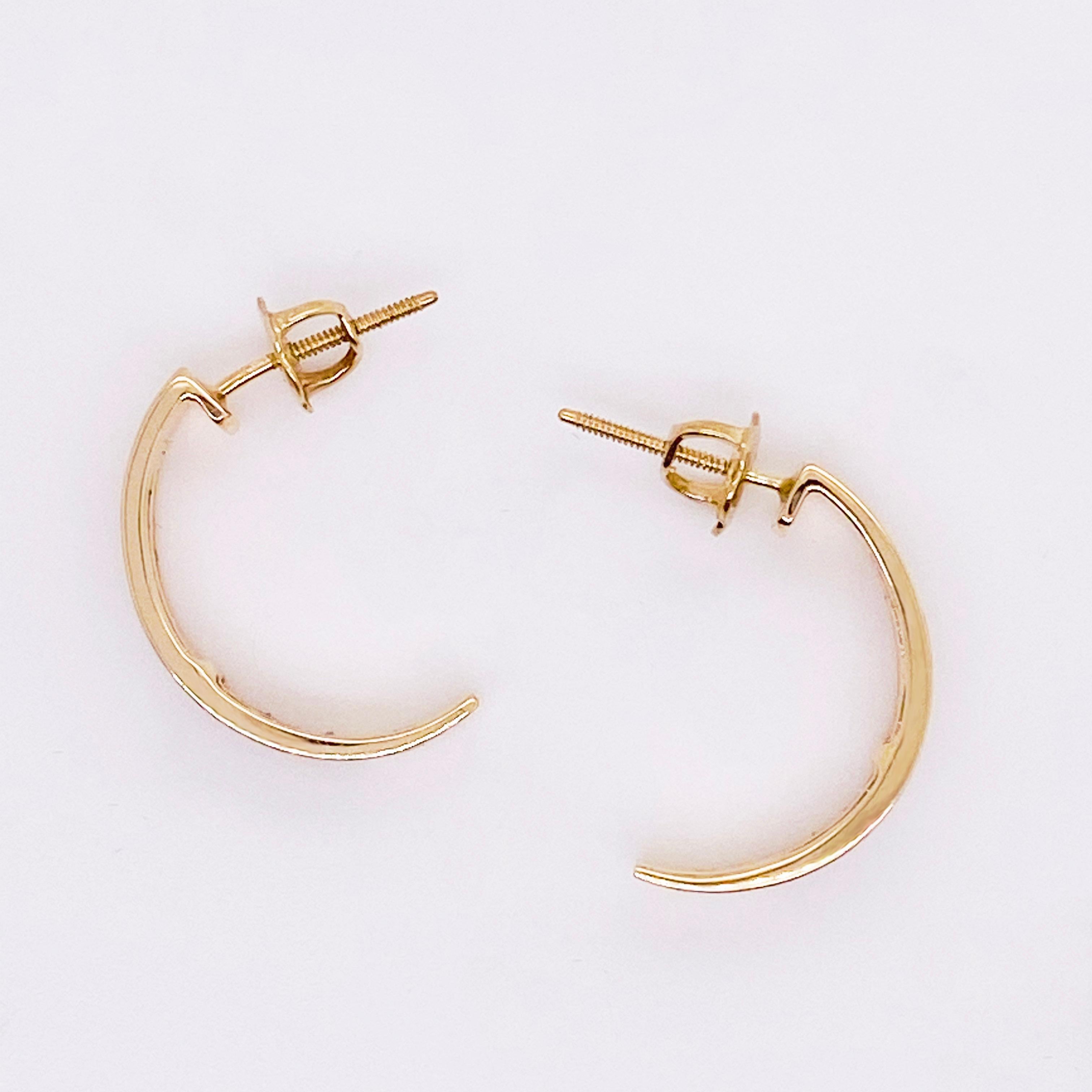 Round Cut Gold Diamond Earrings, 14 Karat Gold, J Hook Earrings, 48 Diamonds, 1/2 Carat For Sale
