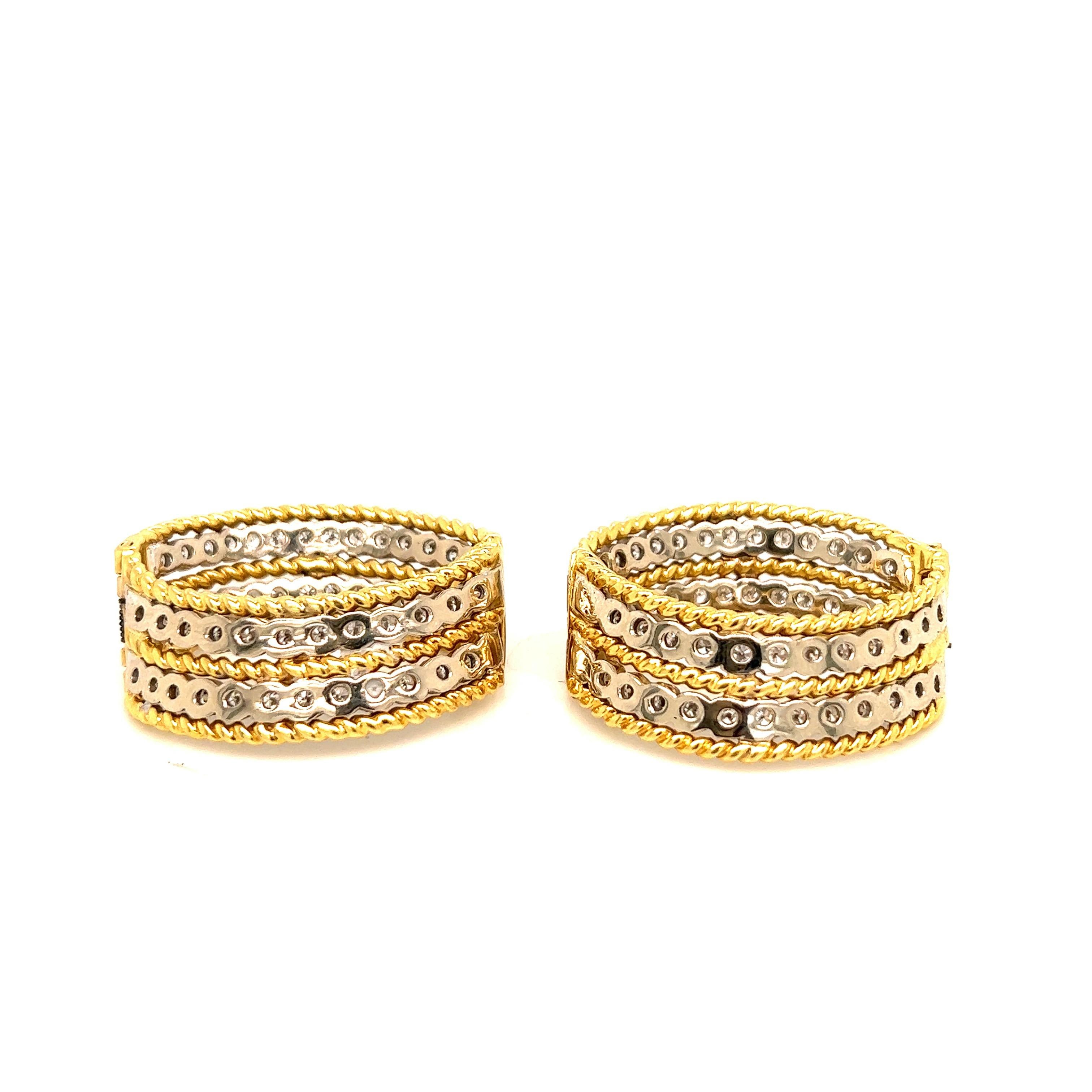Contemporary Gold & Diamond Earrings For Sale