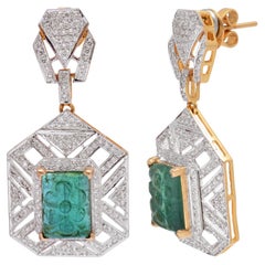 Emerald diamond earrings in 14k gold
