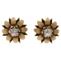 Gold Diamond Earrings, Spain, circa 1940.