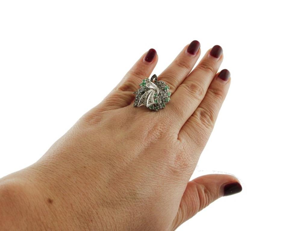 Women's Gold Diamond Emerald Cocktail Ring