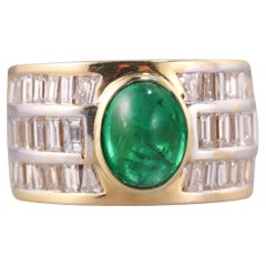 Vintage Gold Diamond Emerald Ring
