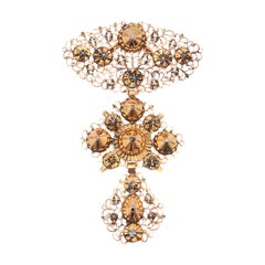 Antique 18th Century Diamond and 18K Gold Cross Pendant