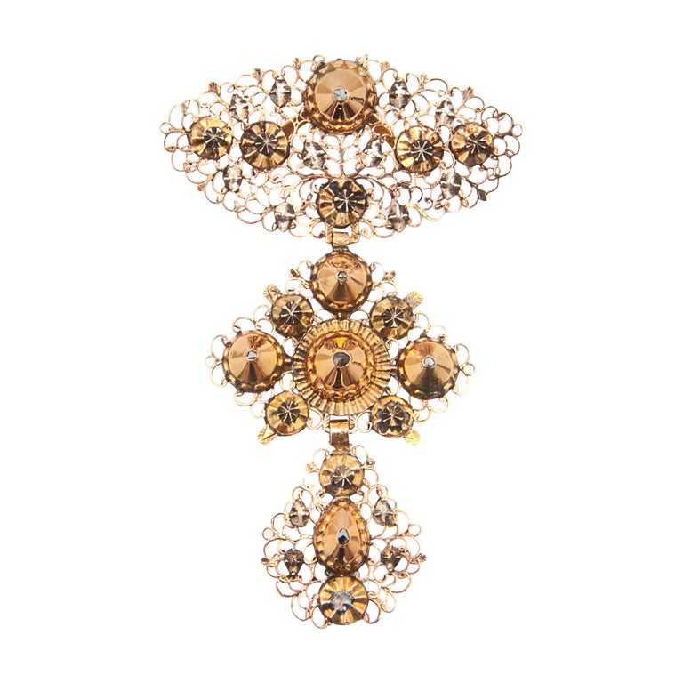 18th Century 1750s Diamond 18 Karat Gold Cross Pendant For Sale at 1stDibs