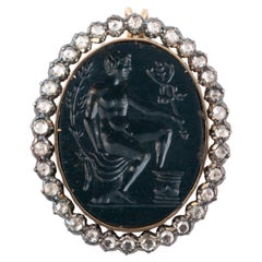 Gold Diamond Green Jasper Intaglio Pendant Depicting Mercury 17th Century