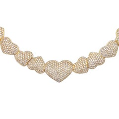 Gold Diamond Heart Link Necklace