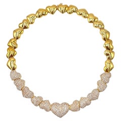 Gold Diamond Heart Link Necklace