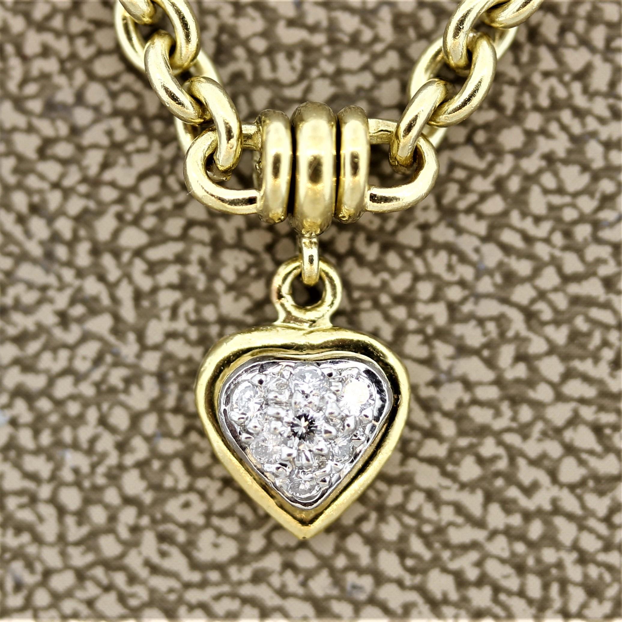 diamond heart gold necklace