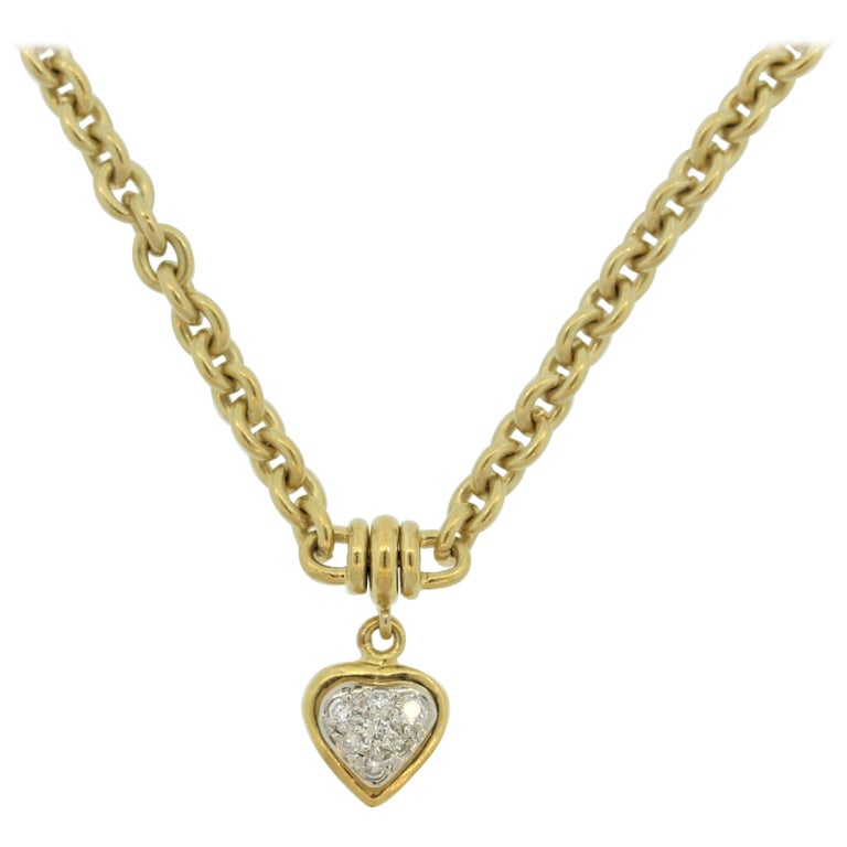 Gold Diamond Heart Necklace at 1stDibs