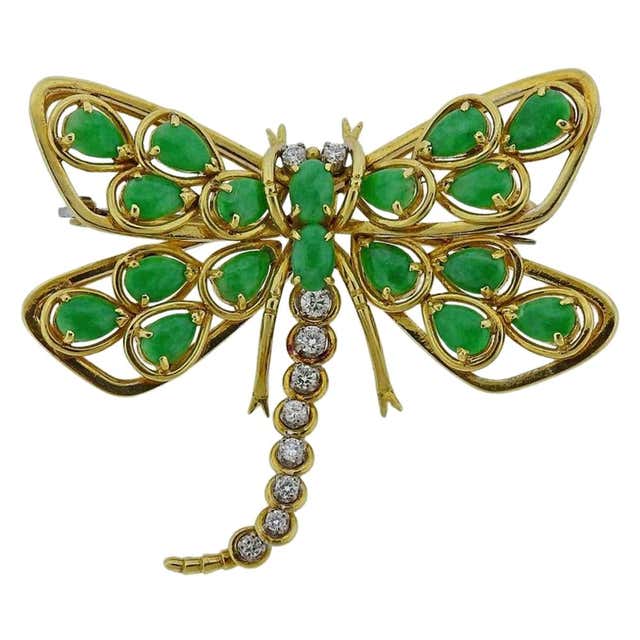 Victorian Diamond and Sapphire Gold Dragonfly Brooch at 1stDibs