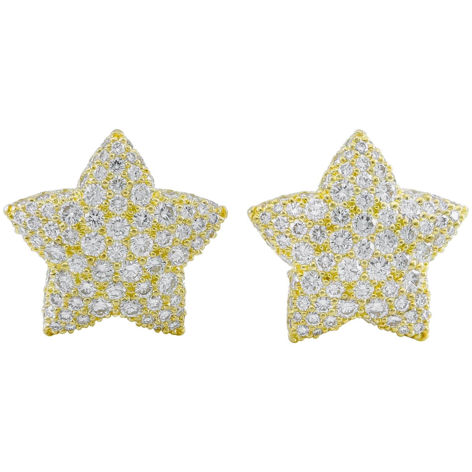 Gold and Diamond Kurt Wayne Star Earrings