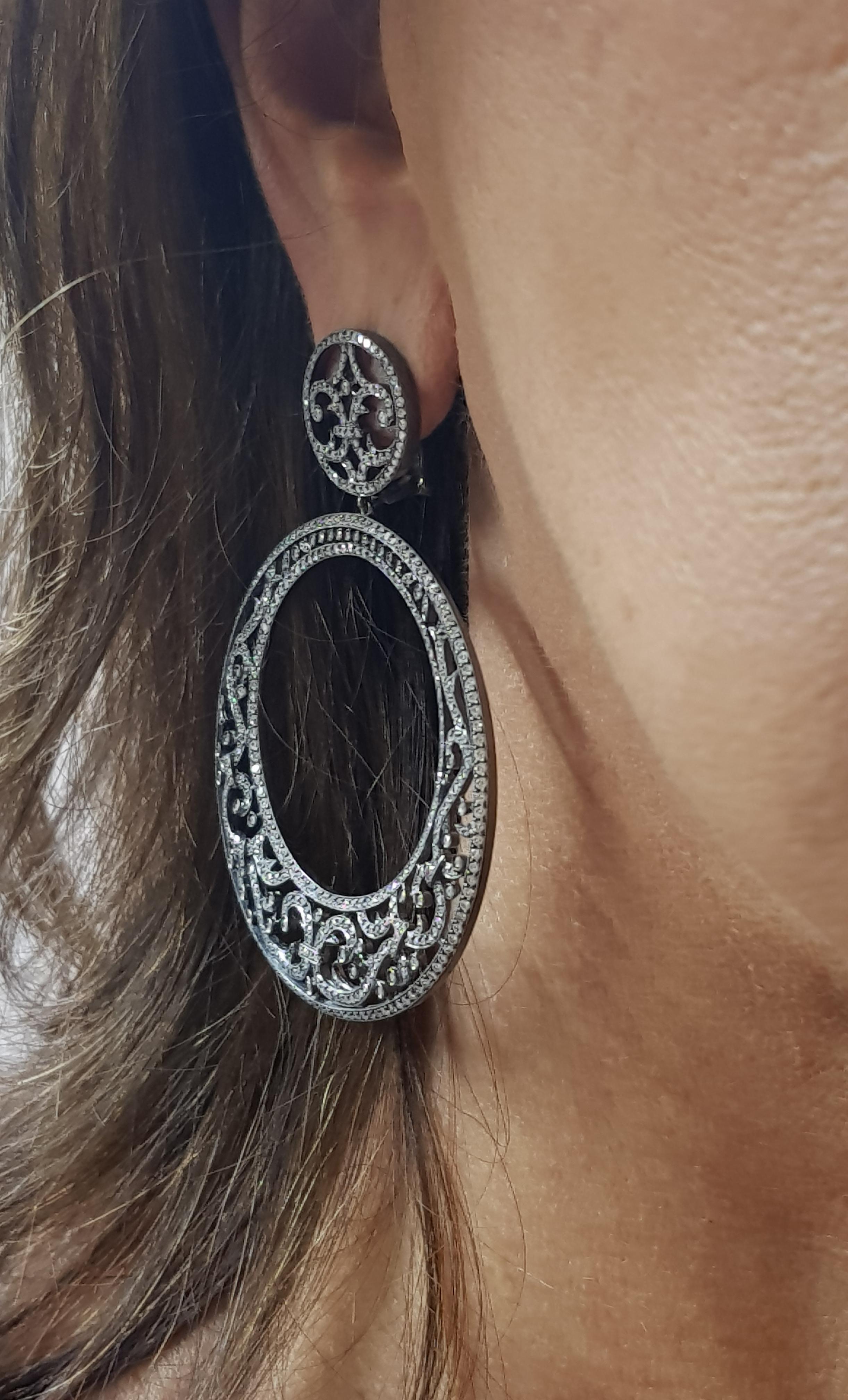Contemporary Gold Diamond Lace Cocktail Earrings For Sale