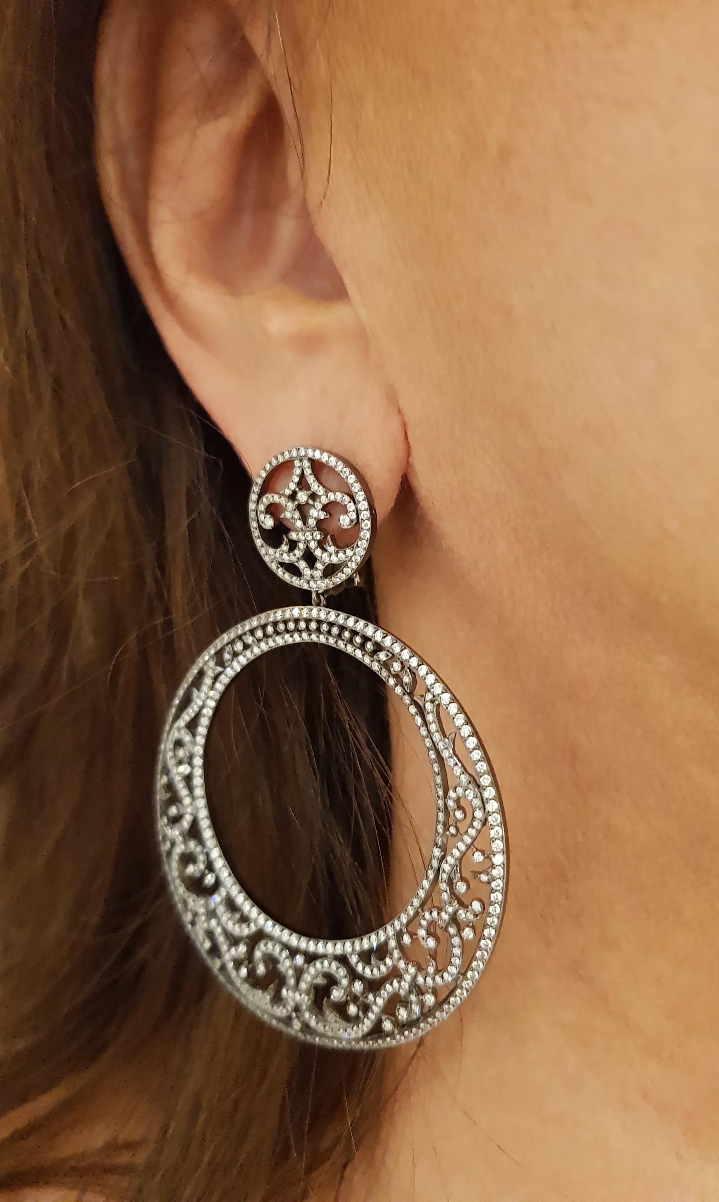 Gold Diamond Lace Cocktail Earrings In New Condition For Sale In Findikli, Beyoglu