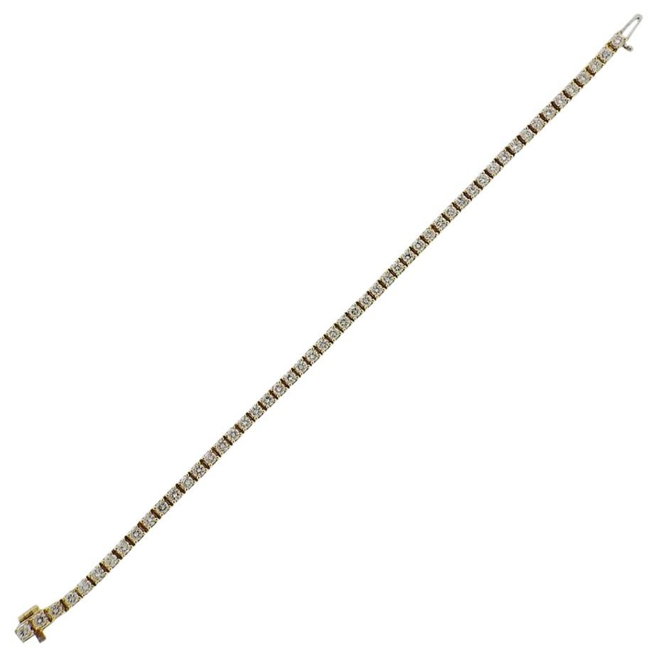 Gold Diamond Line Tennis Bracelet For Sale