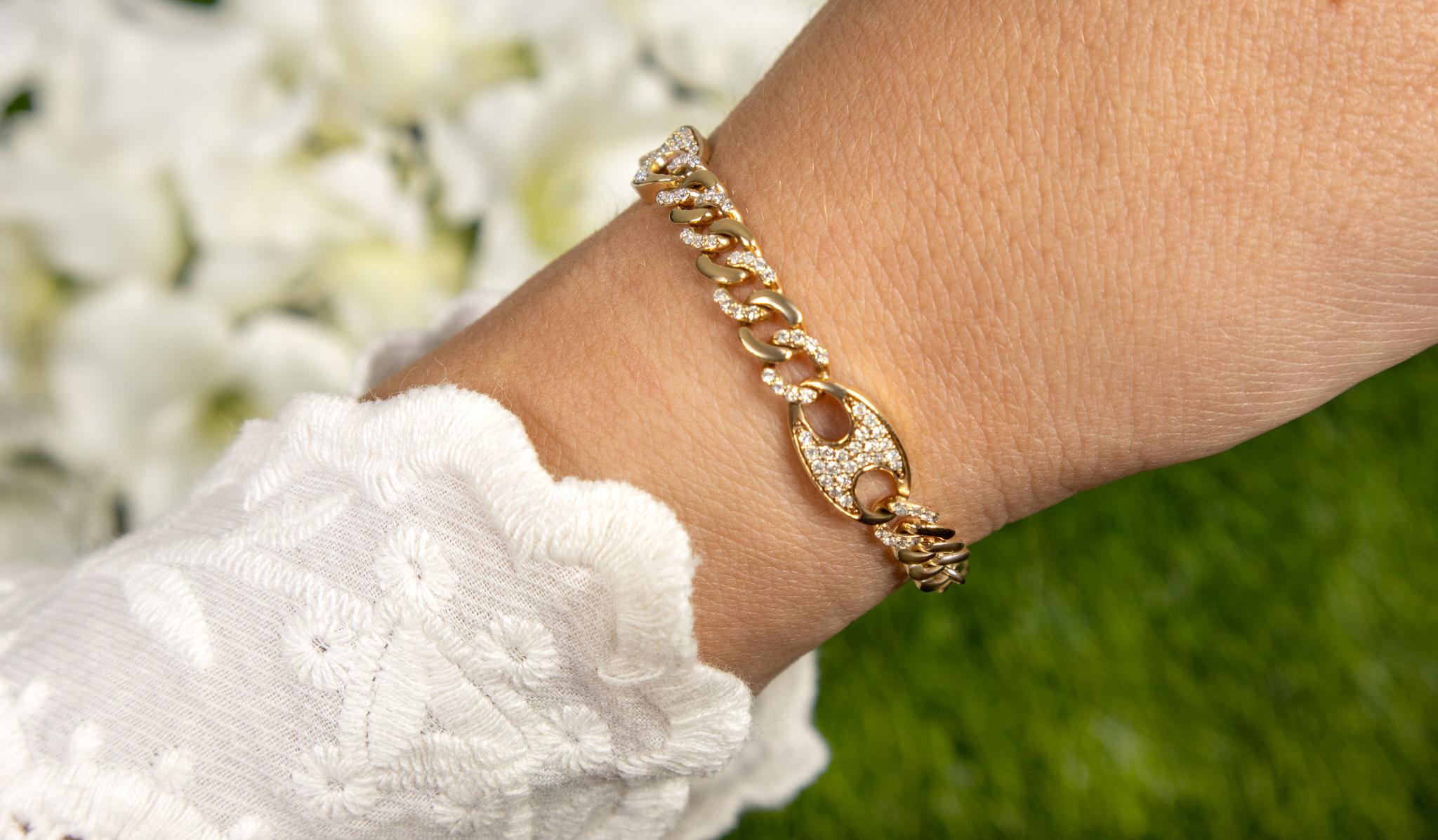 Bracelet à maillons en or et diamants de 1 carat au total Unisexe en vente