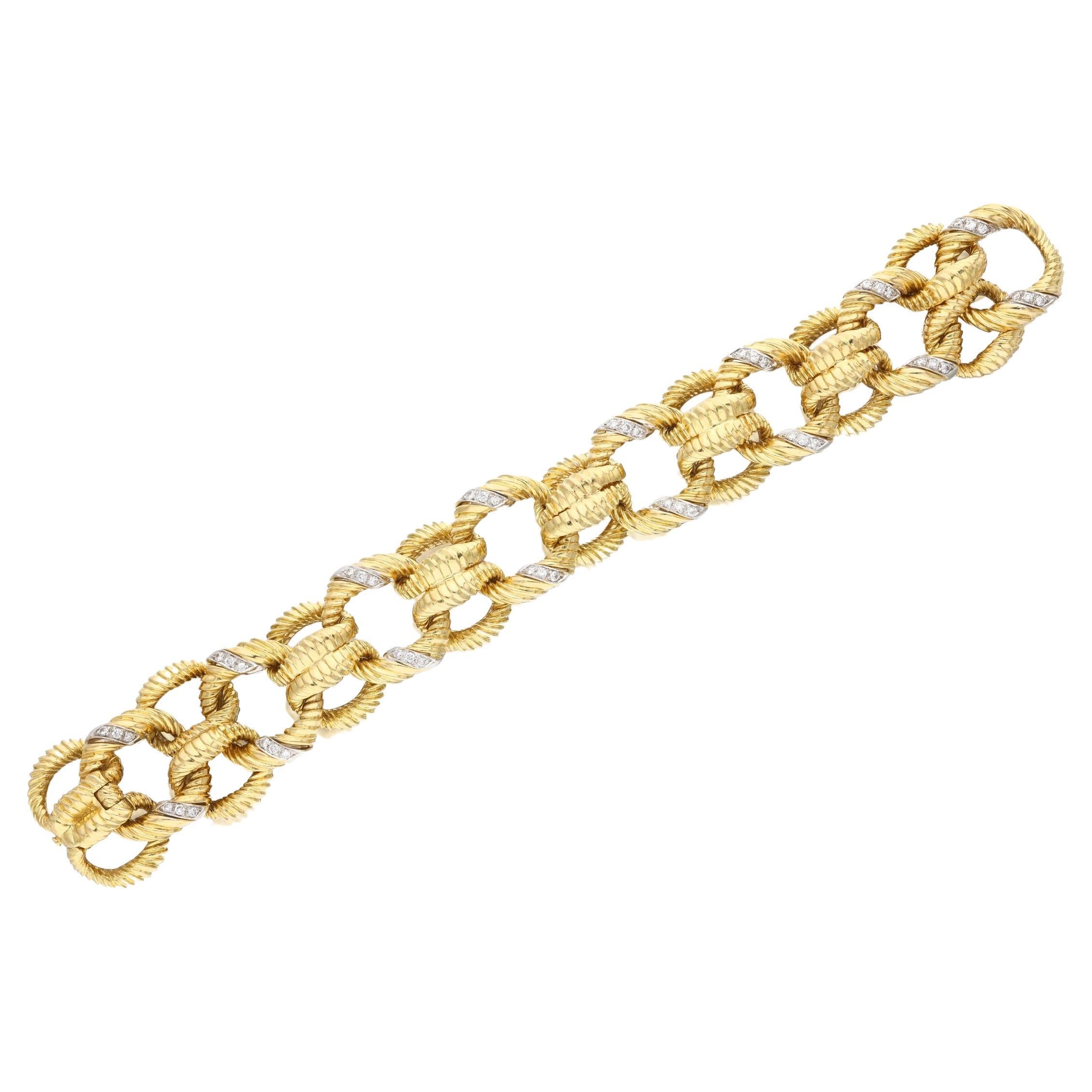 Gold-Diamant-Link-Armband  im Angebot