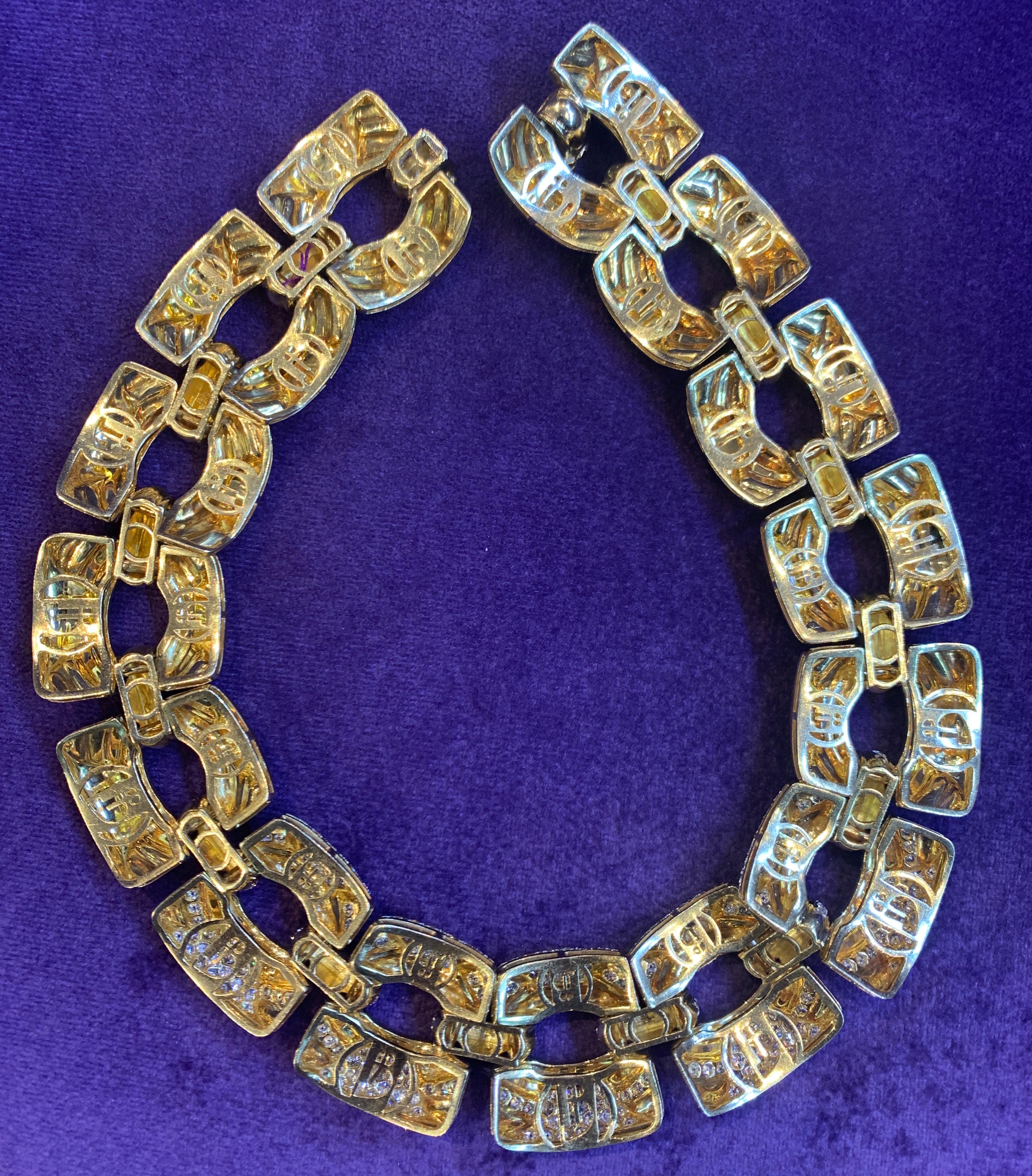 Gold & Diamond Link Necklace For Sale 1