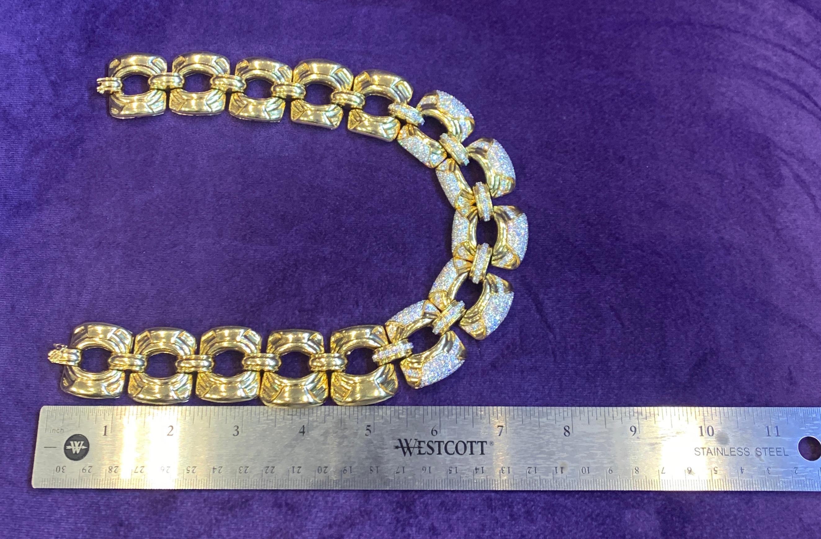 Gold & Diamond Link Necklace For Sale 2