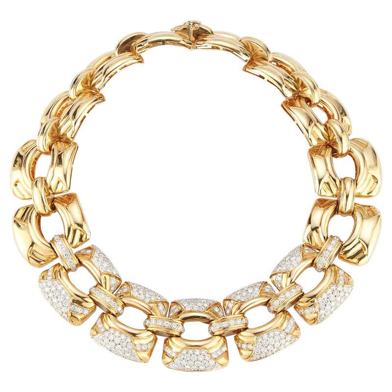 Gianni Versace Tiara Diamond Gold Necklace For Sale at 1stDibs ...