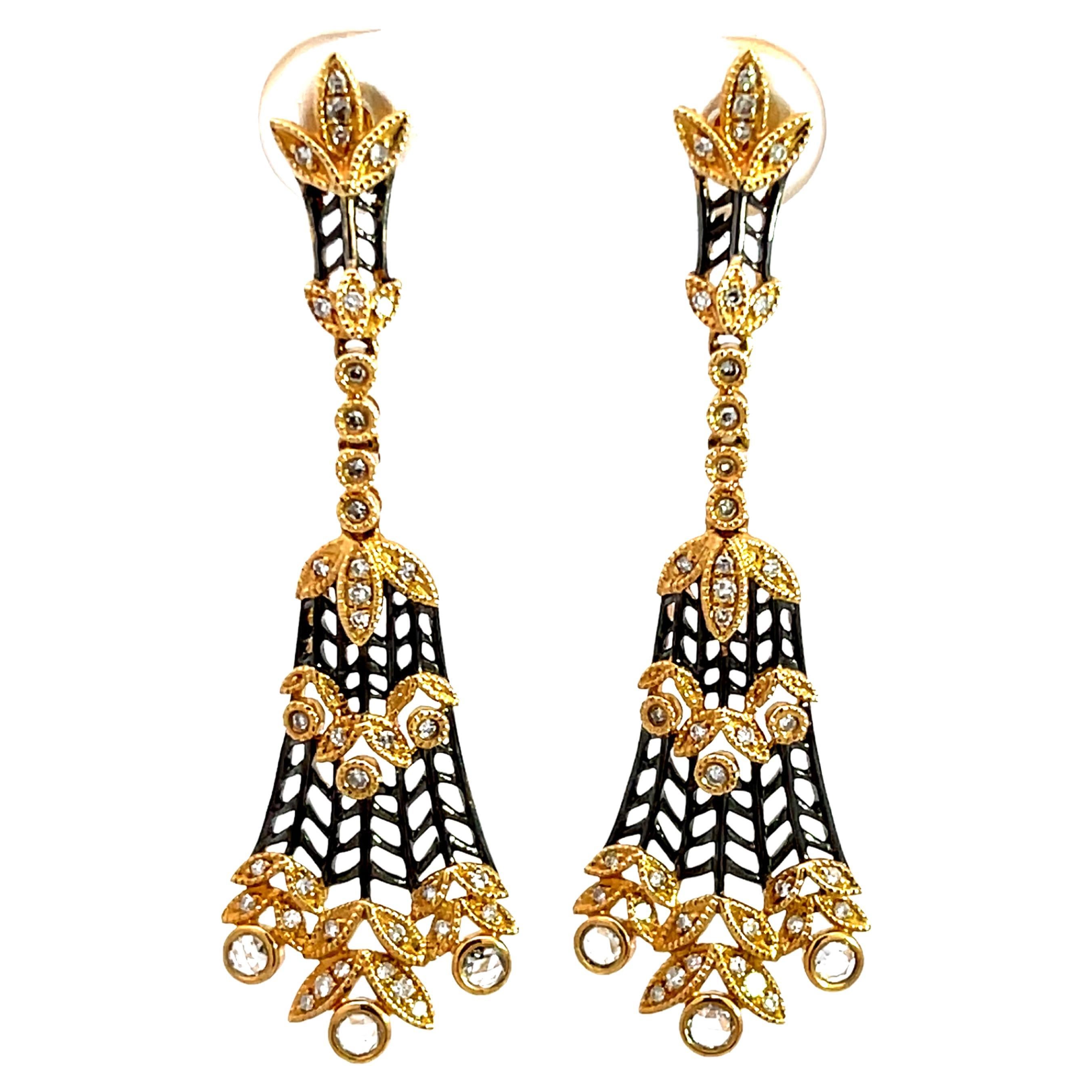 Colgante gota de loto con diamante de oro y cordón negro satinado en venta