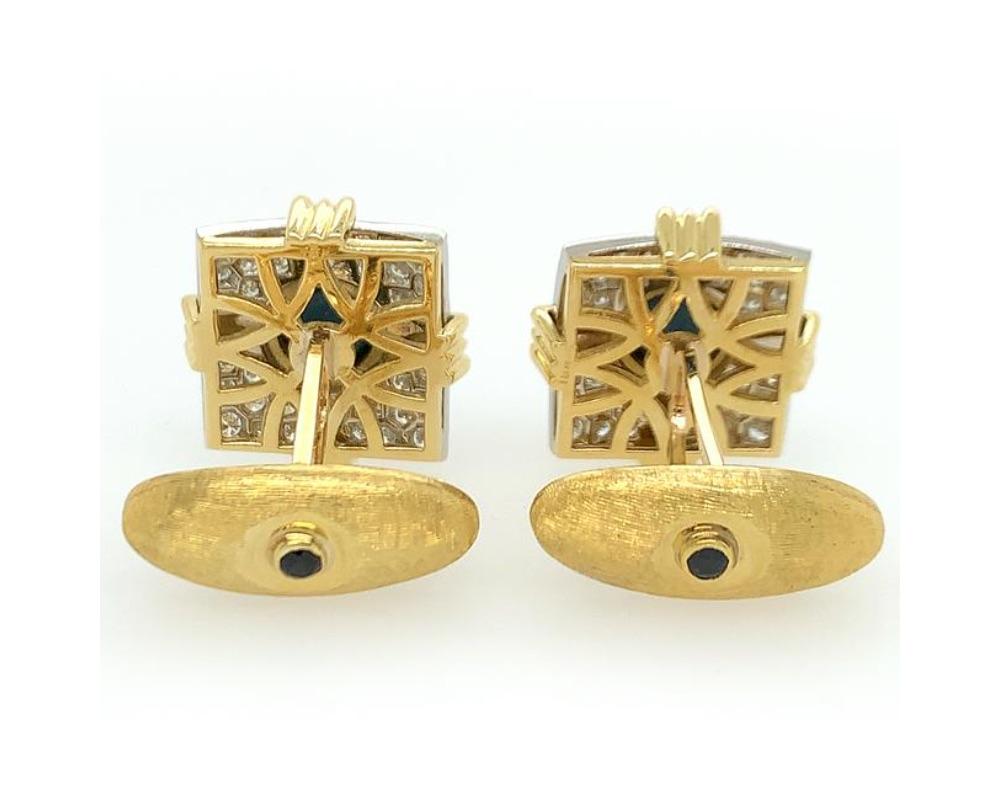 Round Cut Gold Diamond Onyx Cufflinks