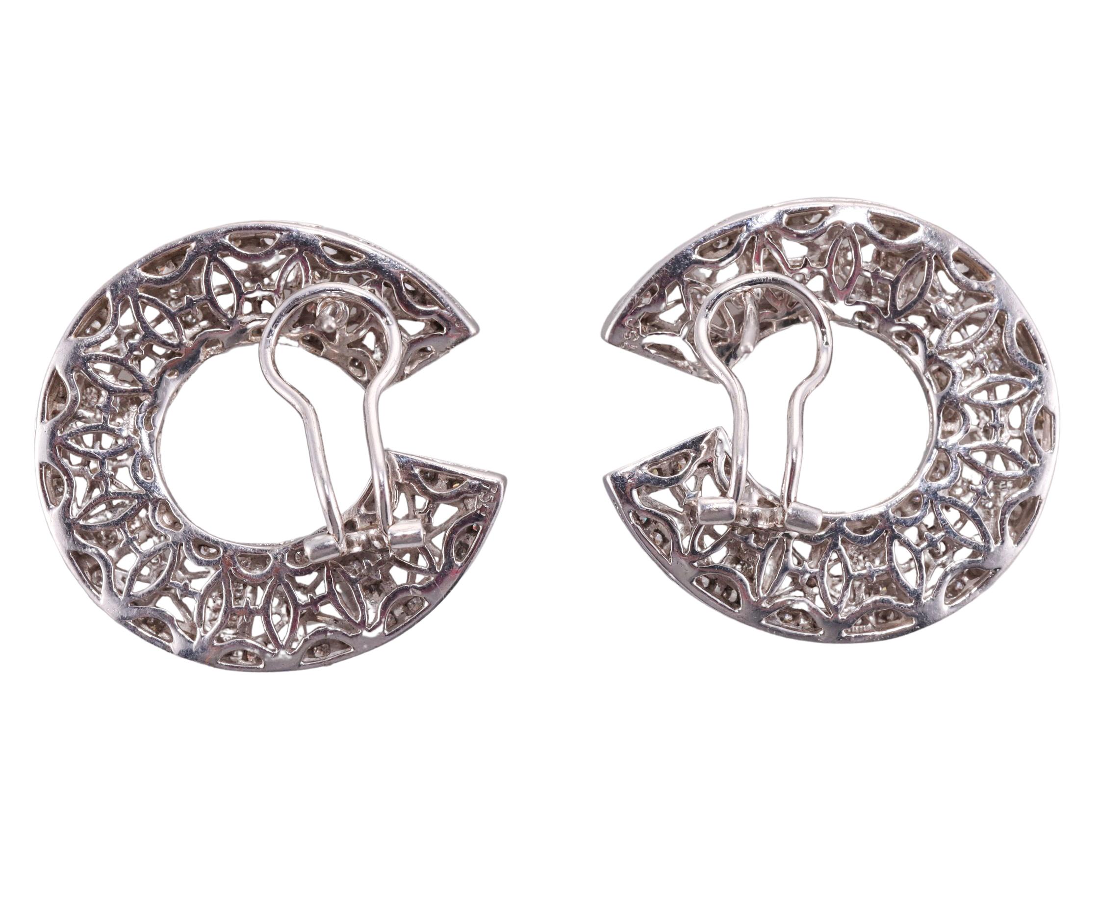 Pendientes Círculo Abierto Diamante Oro en venta 1
