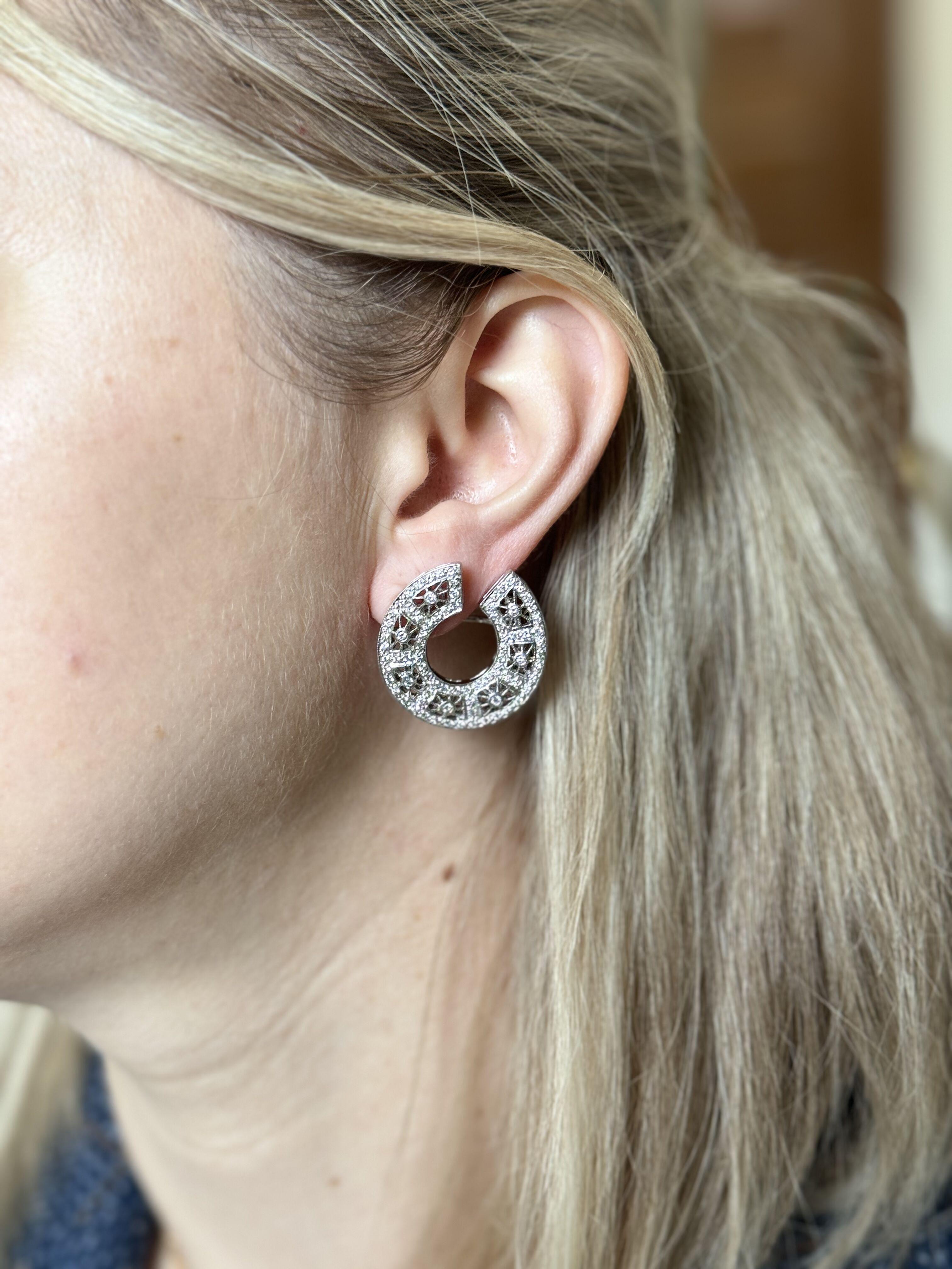Pendientes Círculo Abierto Diamante Oro en venta 2