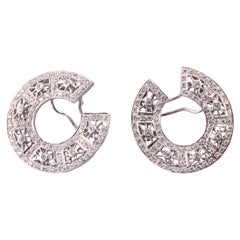 Vintage Gold Diamond Open Circle Earrings
