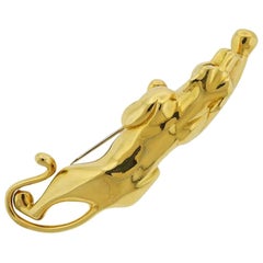 Gold Diamond Panther Brooch Pin