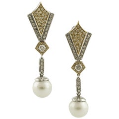 18 kt Gold Diamond Pearl Earrings