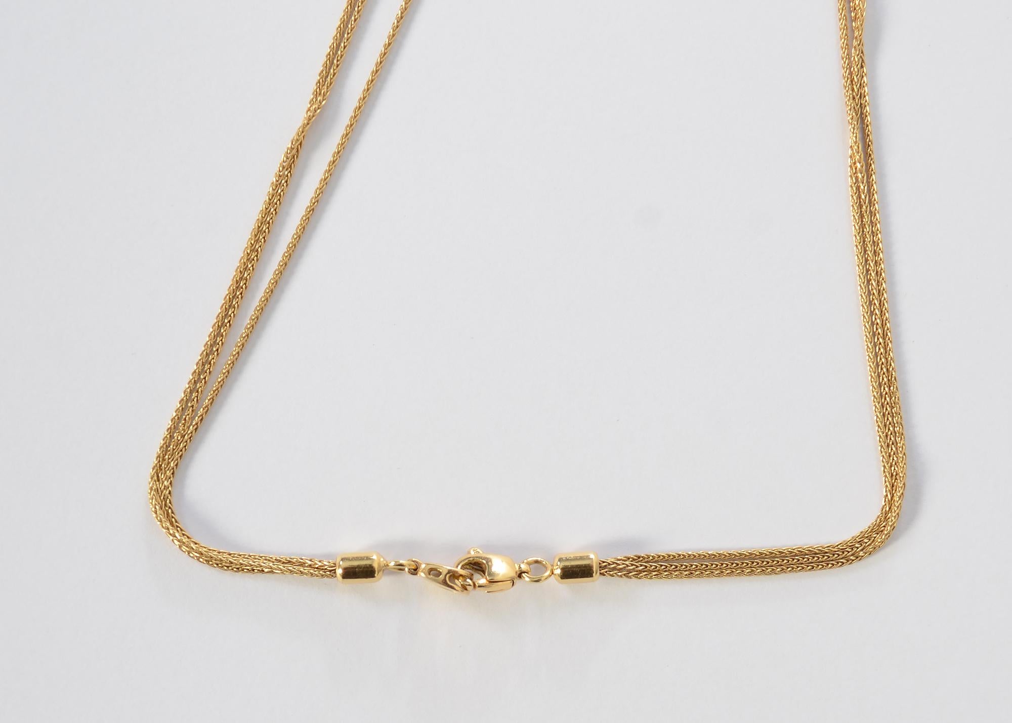 Gold Diamond Pendant Necklace on Long Chain In Excellent Condition For Sale In Darnestown, MD