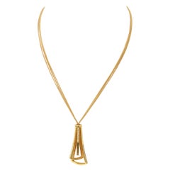 Vintage Gold Diamond Pendant Necklace on Long Chain