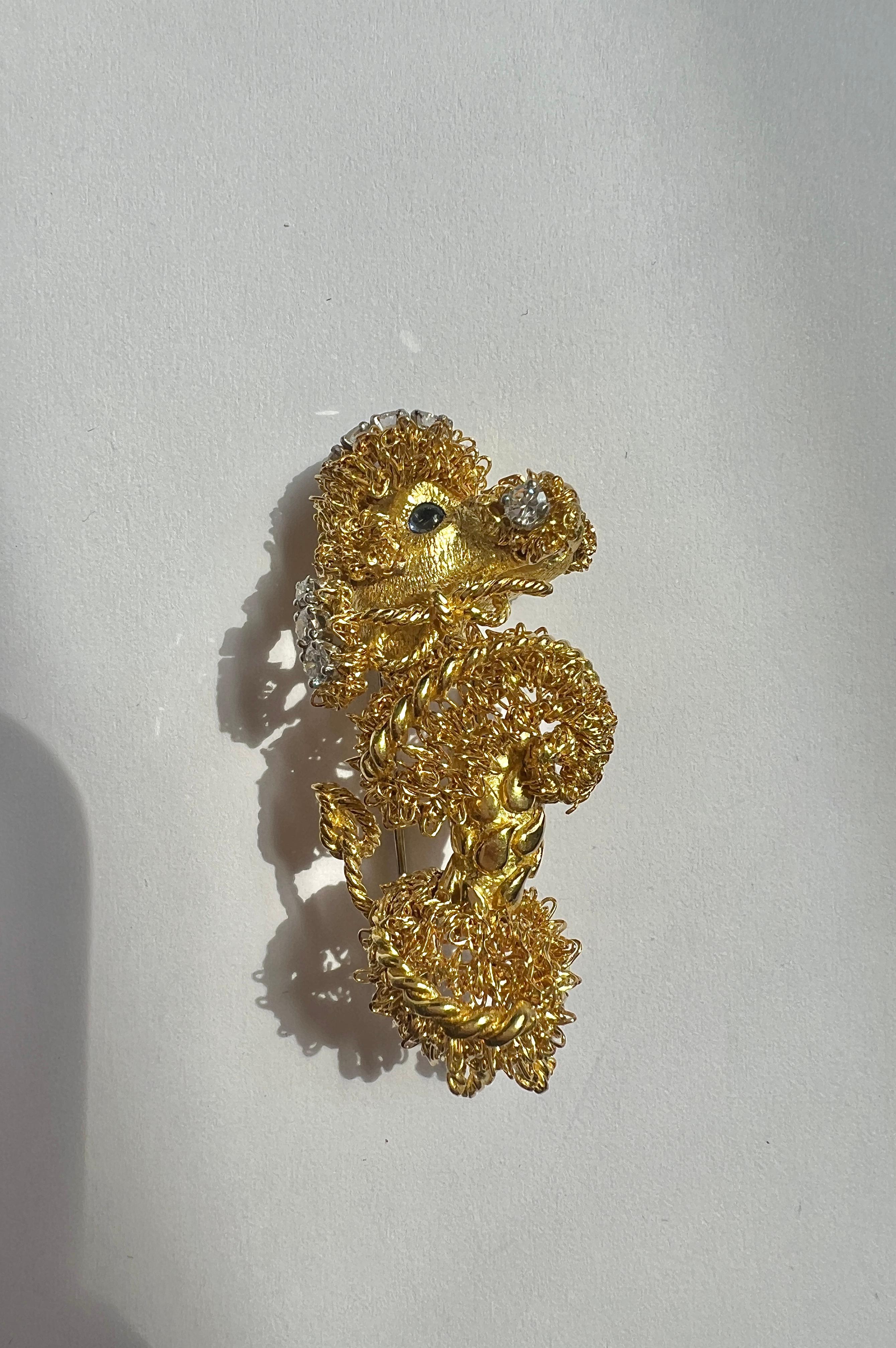 Gold Diamond Poodle Brooch For Sale 4